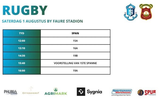 Official Paarl Interschools Rugby Fixtures 1 Aug